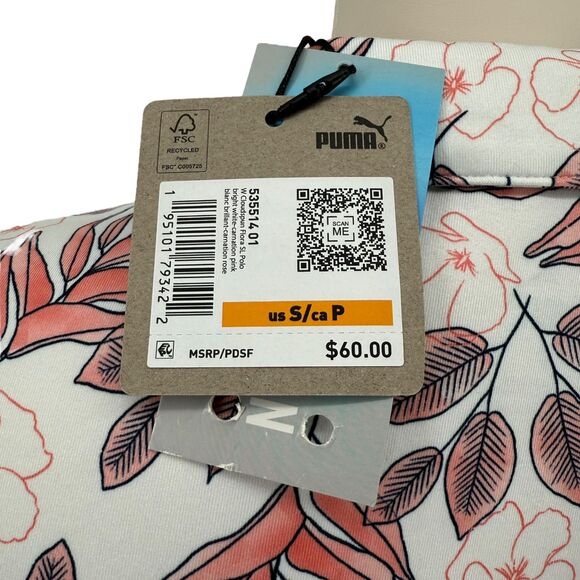 PUMA Cloudspun Golf Polo Shirt Women’s SMALL Flora Sleeveless White Pink 535514 - Picture 9 of 14